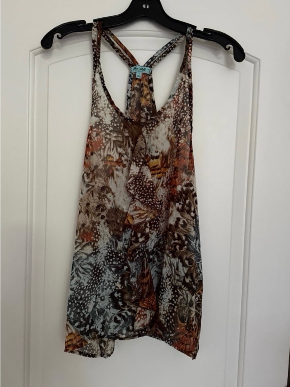 Women's Brown Multi-Print Racerback Tank Top